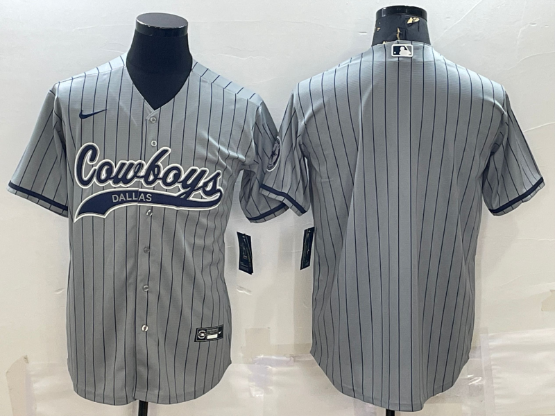 Men's Dallas Cowboys Blank Grey With Patch Cool Base Stitched Baseball Jersey Men's Dallas Cowboys Blank Grey With Patch Cool Base Stitched Baseball Jersey